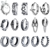 ZS 1 Pair Punk 316L Nerūsējošā tērauda stīpas apaļie auskari Dragon Skull apaļš apļveida auskars Hip Pop Ear Tragus Helix Piecings 18G