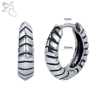 ZS 1 Pair Punk 316L Nerūsējošā tērauda stīpas apaļie auskari Dragon Skull apaļš apļveida auskars Hip Pop Ear Tragus Helix Piecings 18G