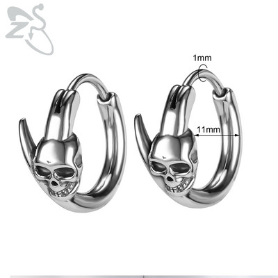 ZS 1 Pair Punk 316L Nerūsējošā tērauda stīpas apaļie auskari Dragon Skull apaļš apļveida auskars Hip Pop Ear Tragus Helix Piecings 18G