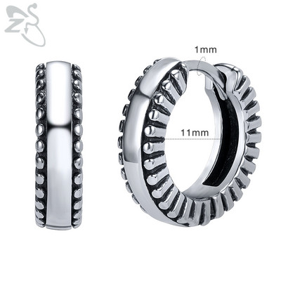 ZS 1 Pair Punk 316L Nerūsējošā tērauda stīpas apaļie auskari Dragon Skull apaļš apļveida auskars Hip Pop Ear Tragus Helix Piecings 18G