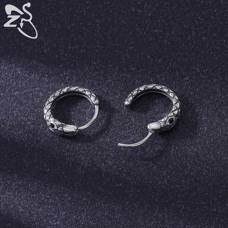 ZS 1 Pair Punk 316L Nerūsējošā tērauda stīpas apaļie auskari Dragon Skull apaļš apļveida auskars Hip Pop Ear Tragus Helix Piecings 18G