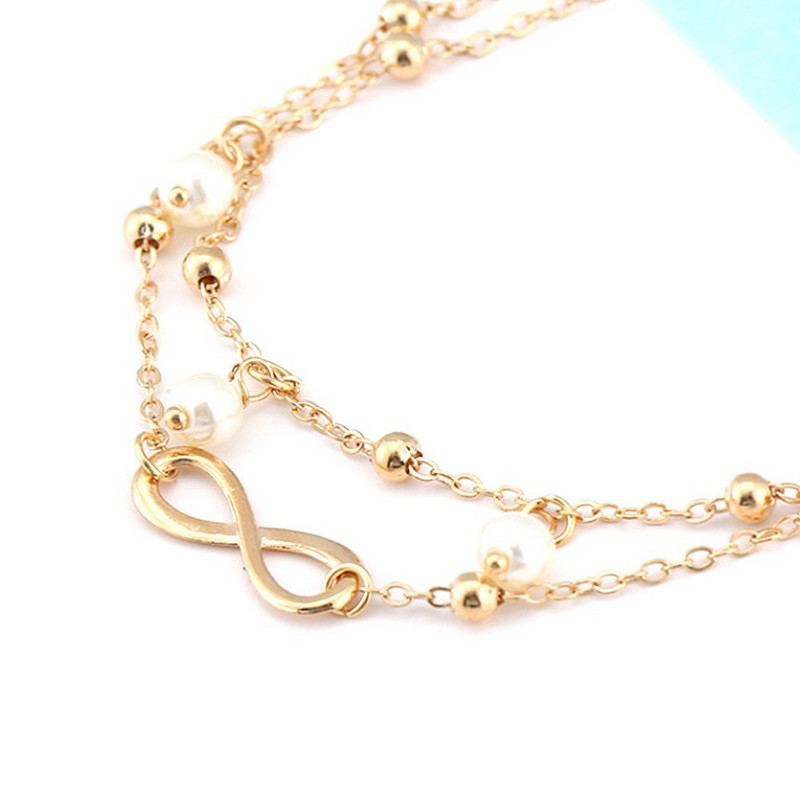 Trendy zlatne boje Jednostavan beskonačni lanac od perli Nakit za noge Nakit za noge Lanac za noge 8 riječi Narukvice za gležnjeve Jewelr