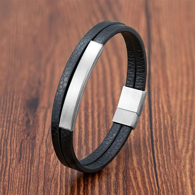 Uus stiil luksuslik meeste nahast käevõru Klassikaline käsitsi kootud mitmekihiline käevõru roostevabast terasest moe vintage ehete hulgimüük