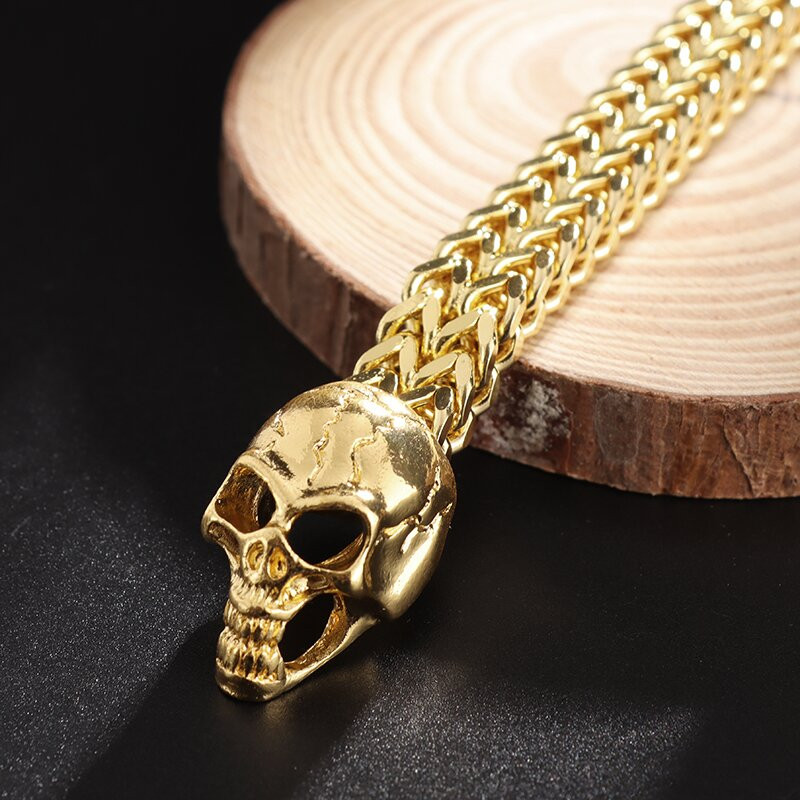 Καυτές πωλήσεις κλασικό πανκ μόδας από ανοξείδωτο ατσάλι βραχιόλι κρανίο ανδρικό γοητευτικό γοτθικό βραχιόλι κοσμήματα δώρο