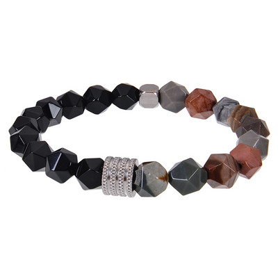 10 mm lihvitud lõikega Tiger Eye helmestega käevõrud Käsitsi valmistatud laavakivist käevõru roostevabast terasest käevõru meestele ehted kingitused