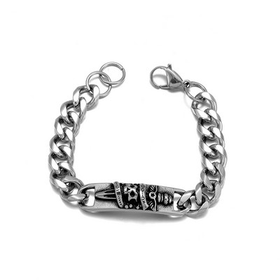 Nerūdijančio plieno dominuojanti šventojo kardo kaukolės apyrankė Vyriška žavinga hiphopo roko dviračių juvelyrinė apyrankė