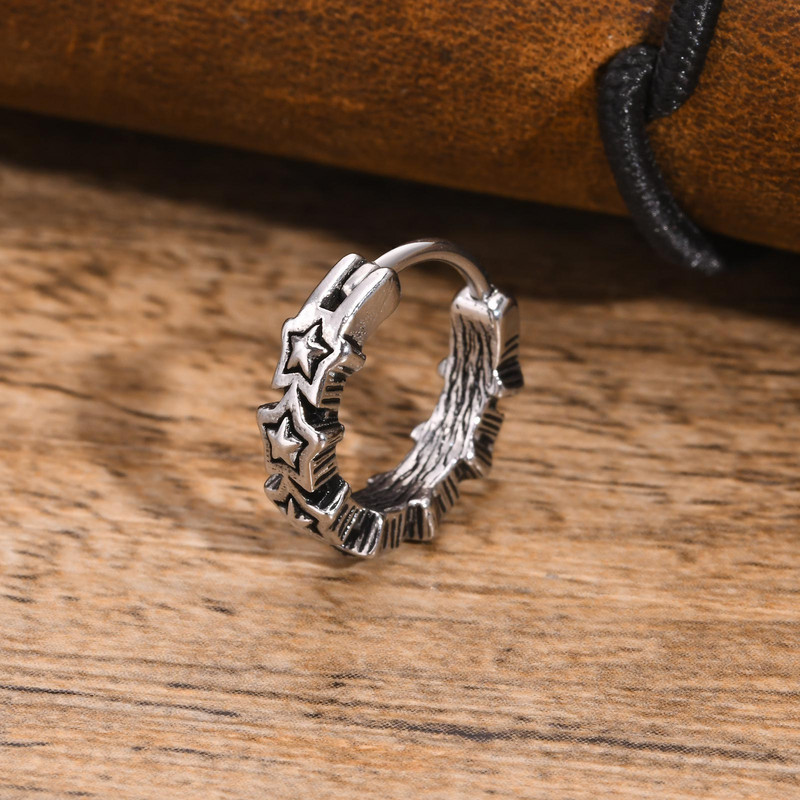 Vnoxi väikesed punk-meeste rõngaskõrvarõngad, vanaaegsed retrotähtede rõngad poistele, allergiavastased augustamiskõrvaehted