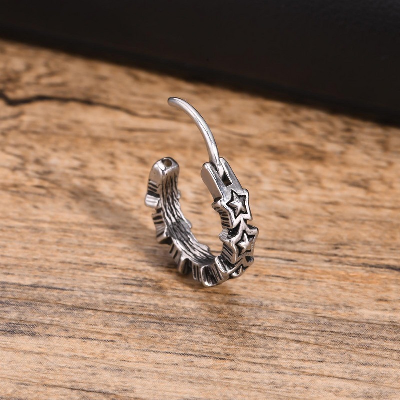 Vnoxi väikesed punk-meeste rõngaskõrvarõngad, vanaaegsed retrotähtede rõngad poistele, allergiavastased augustamiskõrvaehted