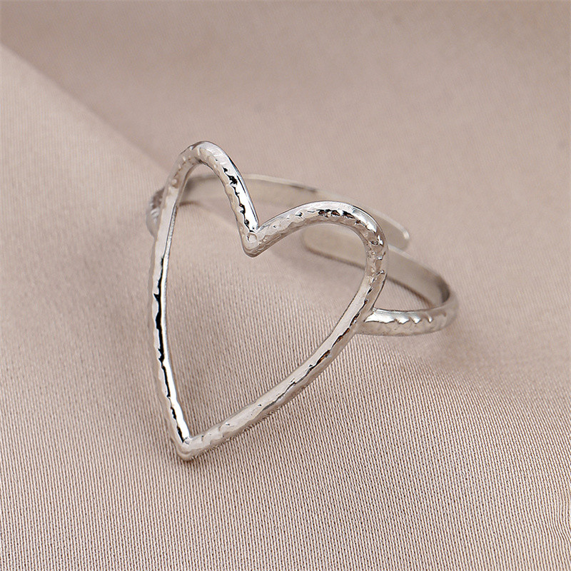 Roostevabast terasest suure südamega sõrmus 2023. aasta trendi reguleeritavad avamisrõngad naistele Paar Kingitus punk moeehted hulgimüük