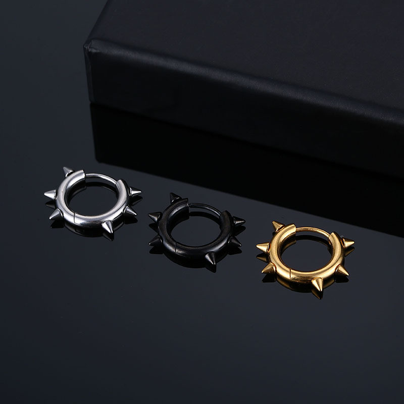 WKOUD 1 ζευγάρι Ανοξείδωτα σκουλαρίκια Huggie Spike Circle από ανοξείδωτο ατσάλι, γυναικεία, γοτθικά σκουλαρίκια με κωνικό κρίκο γοτθικού ροκ Hiphop
