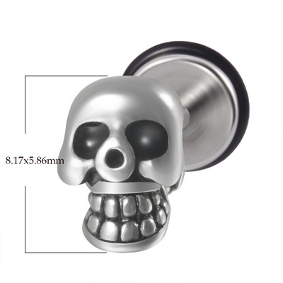 1 tk Kirurgilisest terasest pealuu Unisex Ear Stud Deemon Skeleton Kõrvarõngad Meeste/Naiste Hiphop Stiilis Allergiat vältivad Kõrva augustamine Ehted