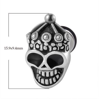 1 tk Kirurgilisest terasest pealuu Unisex Ear Stud Deemon Skeleton Kõrvarõngad Meeste/Naiste Hiphop Stiilis Allergiat vältivad Kõrva augustamine Ehted