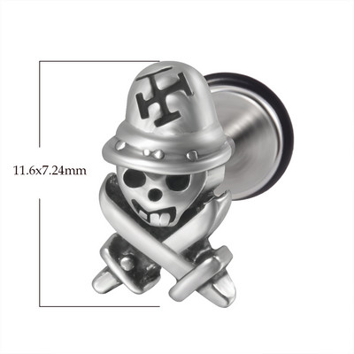 1 tk Kirurgilisest terasest pealuu Unisex Ear Stud Deemon Skeleton Kõrvarõngad Meeste/Naiste Hiphop Stiilis Allergiat vältivad Kõrva augustamine Ehted