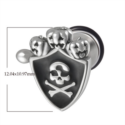 1 tk Kirurgilisest terasest pealuu Unisex Ear Stud Deemon Skeleton Kõrvarõngad Meeste/Naiste Hiphop Stiilis Allergiat vältivad Kõrva augustamine Ehted