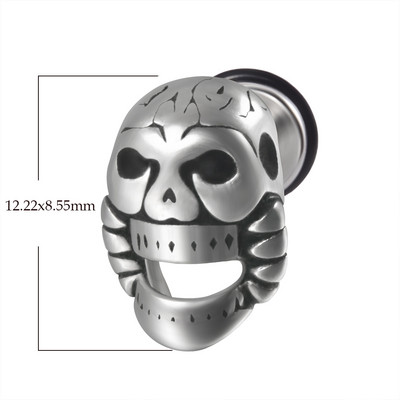 1 tk Kirurgilisest terasest pealuu Unisex Ear Stud Deemon Skeleton Kõrvarõngad Meeste/Naiste Hiphop Stiilis Allergiat vältivad Kõrva augustamine Ehted