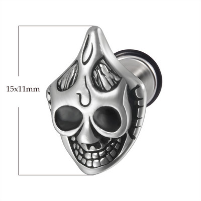 1 tk Kirurgilisest terasest pealuu Unisex Ear Stud Deemon Skeleton Kõrvarõngad Meeste/Naiste Hiphop Stiilis Allergiat vältivad Kõrva augustamine Ehted