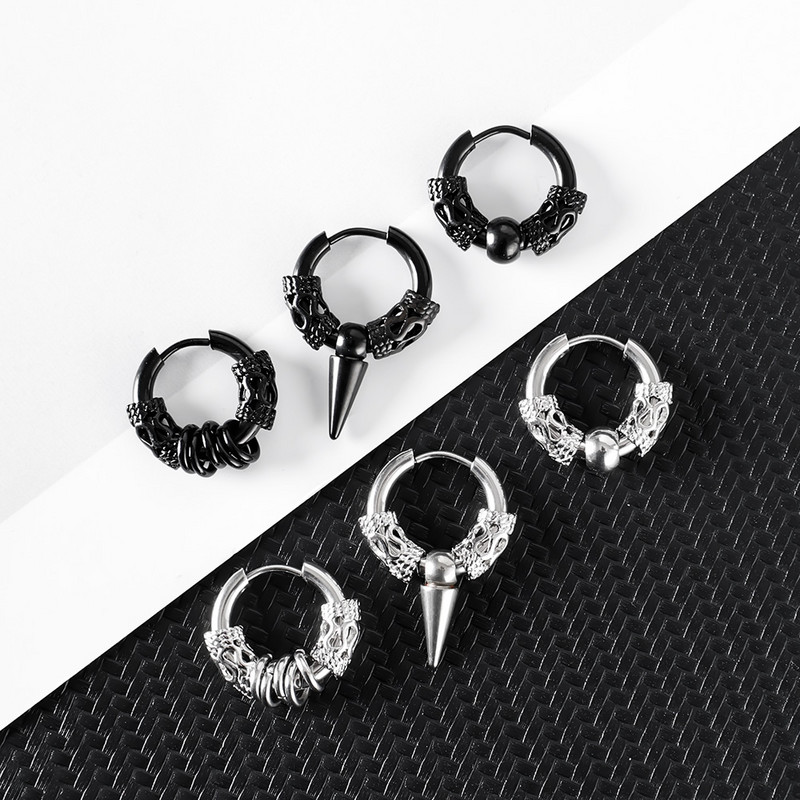 Klasiski vīriešu nerūsējošā tērauda stīpas auskari sievietēm Hip Hop auskari vīriešiem zēnu auskari Punk Gothic Ear Stud rotaslietas ballītes dāvana