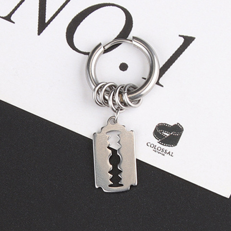 Moodsad roostevabast terasest teraga kõrvarõngad vanaaegsed habemenuga õõnsad rippuvad kõrvarõngad naiste meeste punk ehted hip-hop tänava rippuvad kõrvarõngad