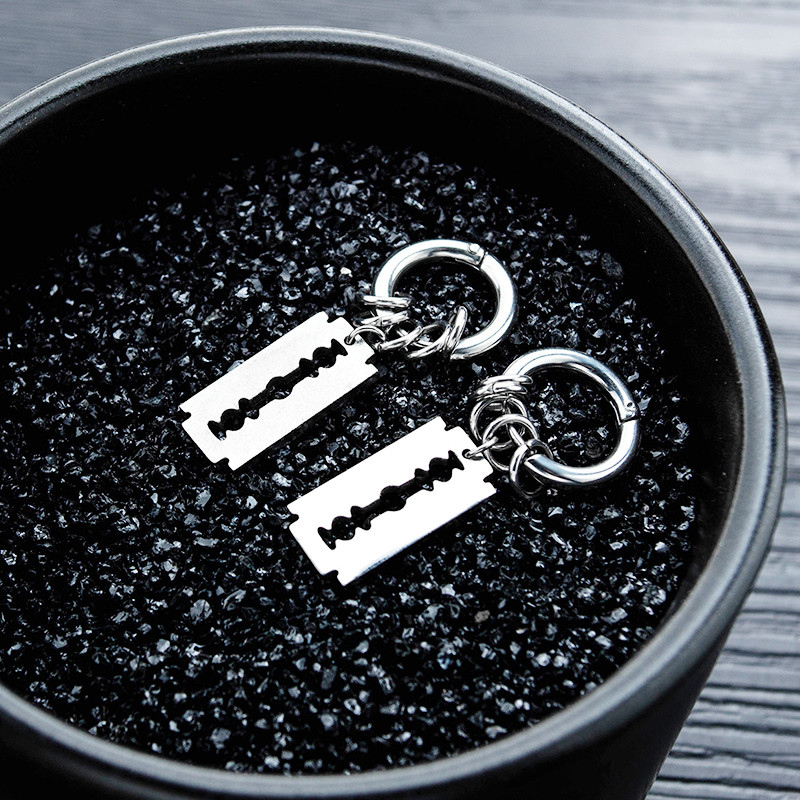 Moodsad roostevabast terasest teraga kõrvarõngad vanaaegsed habemenuga õõnsad rippuvad kõrvarõngad naiste meeste punk ehted hip-hop tänava rippuvad kõrvarõngad