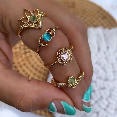 Модни опалови пръстени за пръсти за жени от неръждаема стомана, регулируема двойка, геометричен пръстен, ръчно изработени естетични бижута, подарък Anillos