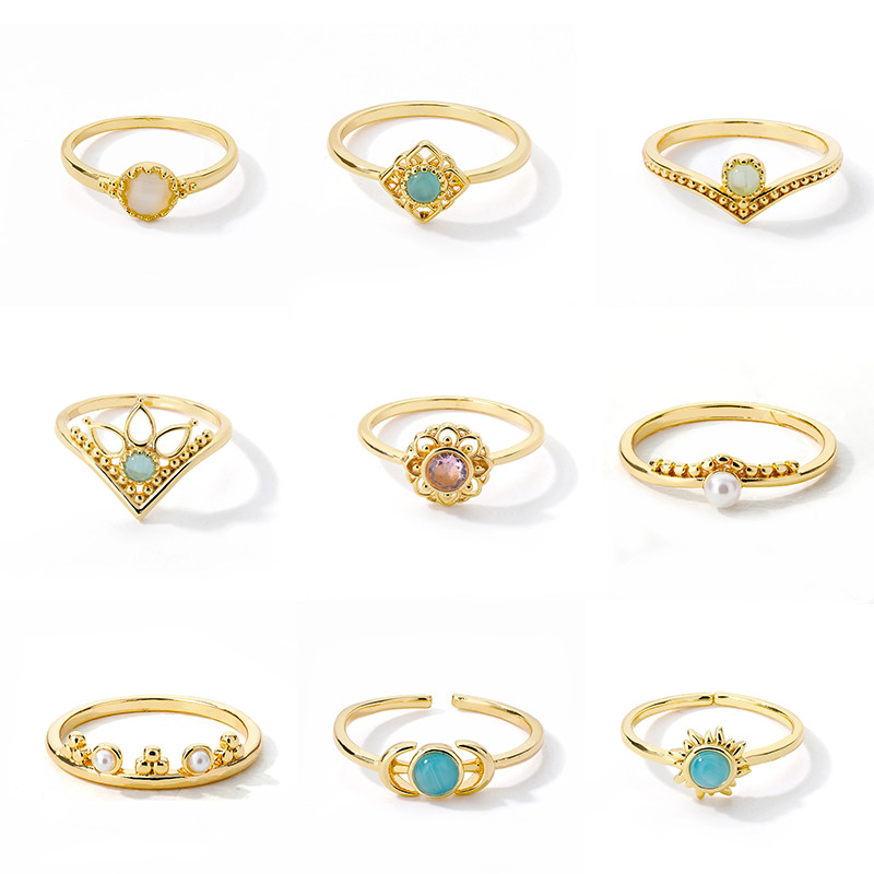 Modes opāls pirkstu gredzeni sievietēm, nerūsējošā tērauda regulējams pāris ģeometrisks gredzens rokām darināts estētisks rotaslietas dāvana Anillos