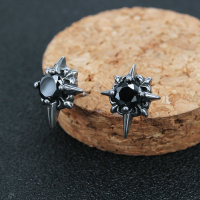 Vintage Μαύρο Skull Awl Στρογγυλά Σκουλαρίκια Αγόρια Υποαλλεργικά Ανδρικά Σκουλαρίκια Gothic Biker Punk Hip Hop Rock Trend Κοσμήματα Δώρο