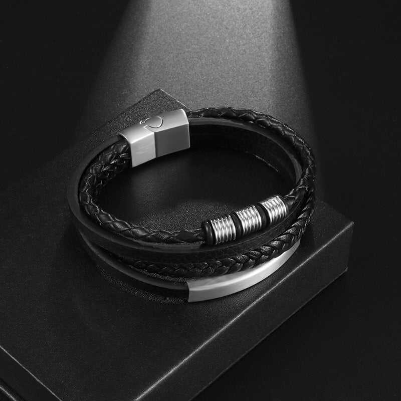 Klasikinė daugiasluoksnė rankų pynimo odinė apyrankė vyriška magnetine mygtuku rankogalio apyrankė žavinga kasdieniai papuošalai