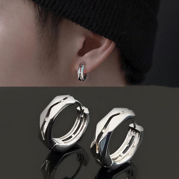 Ανδρικά μοντέρνα τρισδιάστατα γεωμετρικά σκουλαρίκια για άνδρες Σκουλαρίκι διπλού στρώματος σκουλαρίκι από ανοξείδωτο ατσάλι Hip-hop punk κοσμήματα