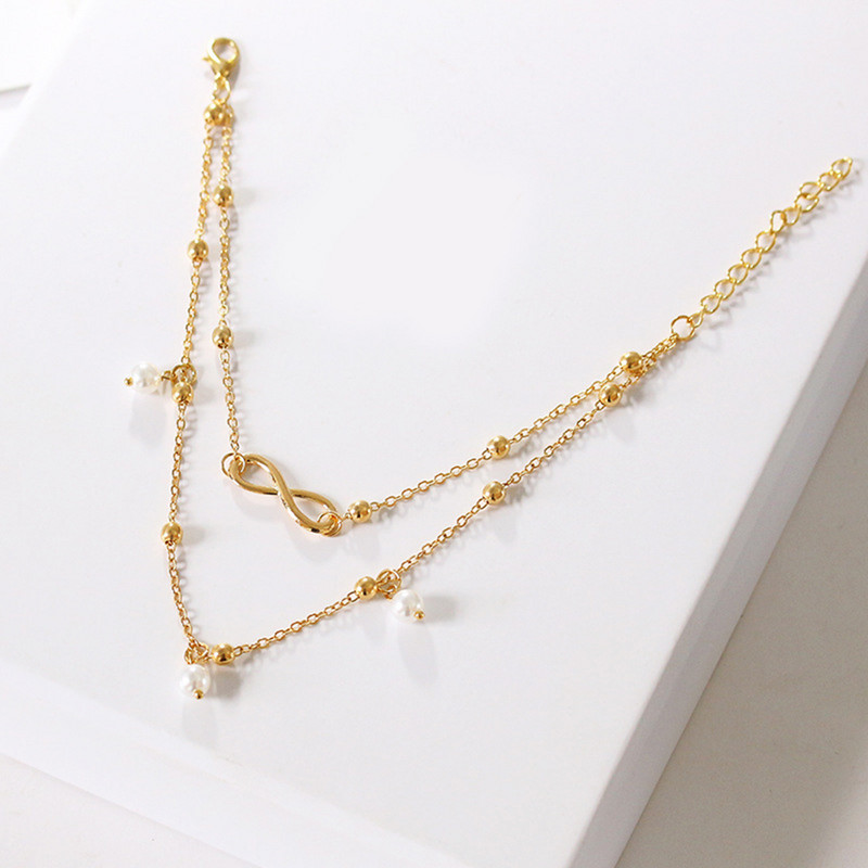 SUMENG Retro Pearl Heart Infinity kahekorruseline jalavõrude komplekt naistele mood Bohemia Foot Beach jalavõrud ketiehted