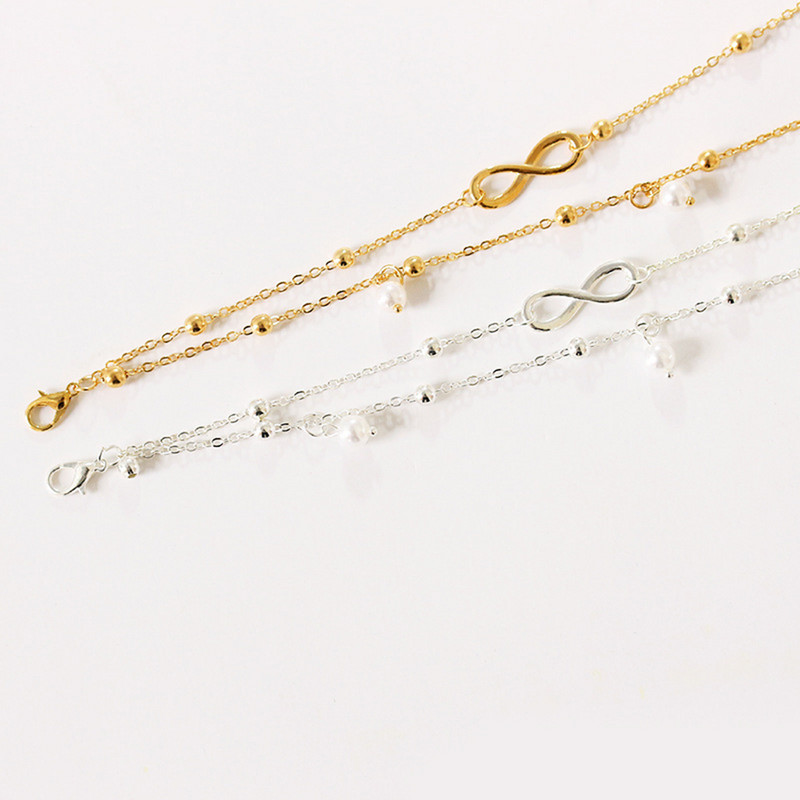 SUMENG Retro Pearl Heart Infinity kahekorruseline jalavõrude komplekt naistele mood Bohemia Foot Beach jalavõrud ketiehted