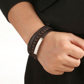 Punk meeste mitmekihiline käevõru Nahast punutud köis roostevabast terasest magnetklambriga käsitsi kootud käevõrud mood meeste ehted kingitus