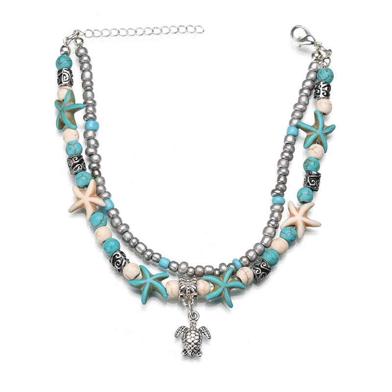 Boho suvised rannajalavõrud naistele Kilpkonnakarp Meritäht Elupuu Elevandi pahkluu käevõru Mitmekihiline kett jalas Ehted