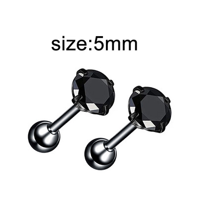 1 paar gooti musta terasevärvi naljakad keeratavad kõrvarõngad meestele/naistele ümara palliga koonuse otsaga roostevabast terasest ehted