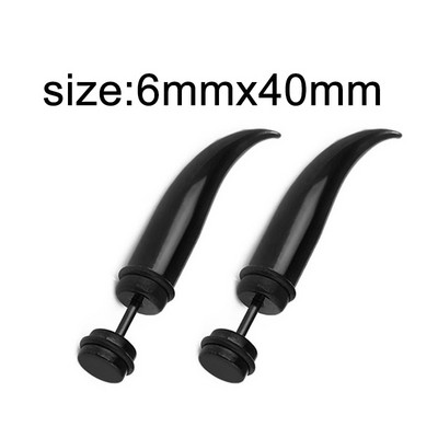 1 paar gooti musta terasevärvi naljakad keeratavad kõrvarõngad meestele/naistele ümara palliga koonuse otsaga roostevabast terasest ehted