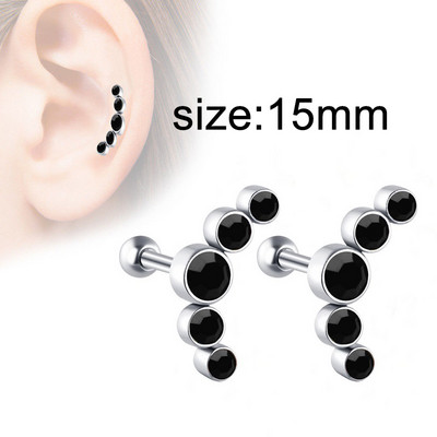 1 paar gooti musta terasevärvi naljakad keeratavad kõrvarõngad meestele/naistele ümara palliga koonuse otsaga roostevabast terasest ehted