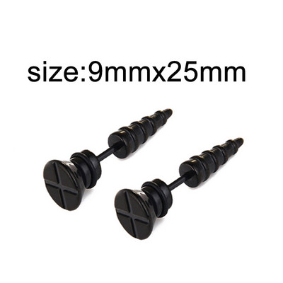 1 paar gooti musta terasevärvi naljakad keeratavad kõrvarõngad meestele/naistele ümara palliga koonuse otsaga roostevabast terasest ehted