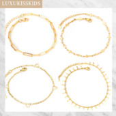 LUXUKISSKIDS jalavõrud naisele roostevabast terasest kullavärvi Bohemia tutt jalavõru Süda Kuu Star Cross Charms jalavõrud tüdrukutele