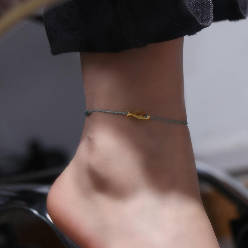 Sinine köis Kala õõnes geomeetria jalavõrud isiksused vask kootud palmik jalakett suvi