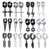 2 τμχ Σκουλαρίκια σταυρού αυτιού από ανοξείδωτο ατσάλι για άνδρες και γυναίκες Πανκ σκουλαρίκια μαύρου χόνδρου Δώρα κοσμήματα χιπ χοπ ροκ Round Street