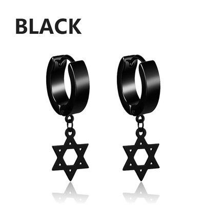 2 τμχ Σκουλαρίκια σταυρού αυτιού από ανοξείδωτο ατσάλι για άνδρες και γυναίκες Πανκ σκουλαρίκια μαύρου χόνδρου Δώρα κοσμήματα χιπ χοπ ροκ Round Street