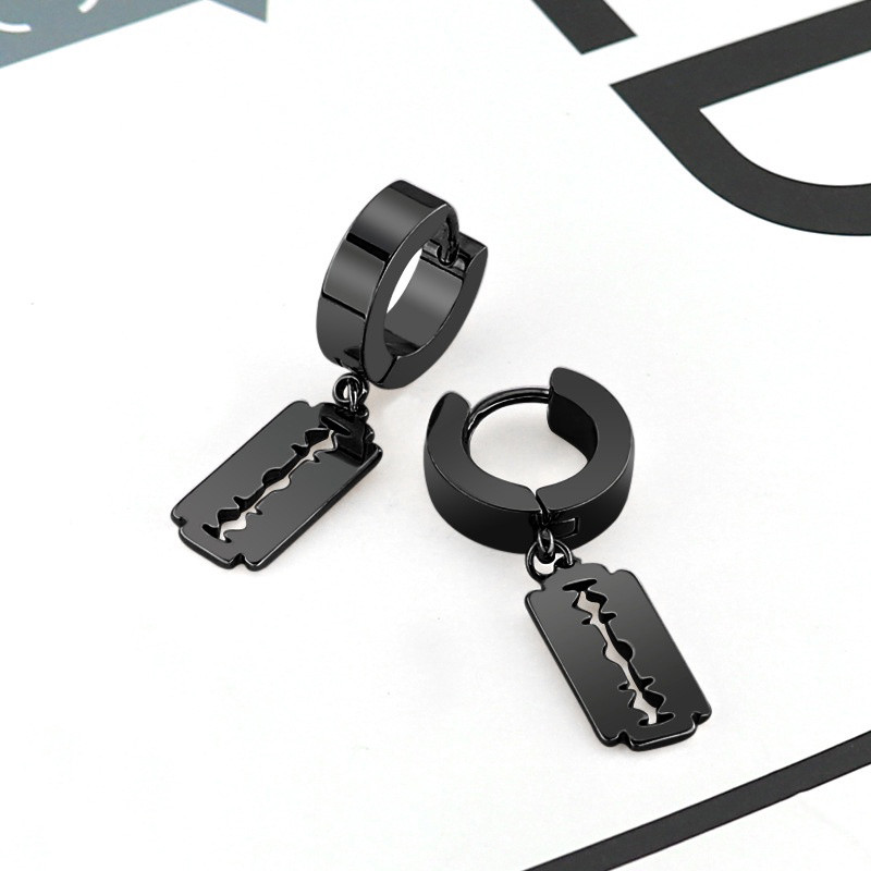 2 τμχ Σκουλαρίκια σταυρού αυτιού από ανοξείδωτο ατσάλι για άνδρες και γυναίκες Πανκ σκουλαρίκια μαύρου χόνδρου Δώρα κοσμήματα χιπ χοπ ροκ Round Street