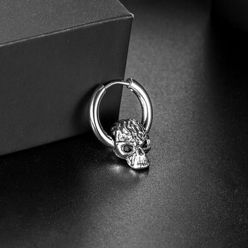 Στρογγυλά σκουλαρίκια πανκ ροκ 1 κομματιού Μόδα Δαχτυλίδι αυτιού από ανοξείδωτο ατσάλι Skull χειρουργικά σκουλαρίκια από ατσάλι για άνδρες Γυναικεία τρύπημα αυτιών Pop