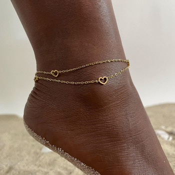 Γυναικεία αδιάβροχα κοσμήματα από ανοξείδωτο ατσάλι Dainty Bead Charm Chain Anklet, χρυσό χρώμα μινιμαλιστικό ποδήλατο για καθημερινές διακοπές στην παραλία