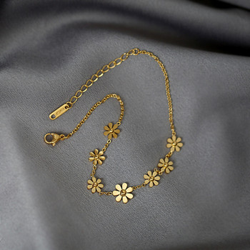 Ανοξείδωτο λουλούδι Κομψό μανδύα με κρίκους χρυσό χρώμα Καλοκαιρινό μανδύα παραλίας στο πόδι Γυναικεία κοσμήματα 21cm(8 2/8\
