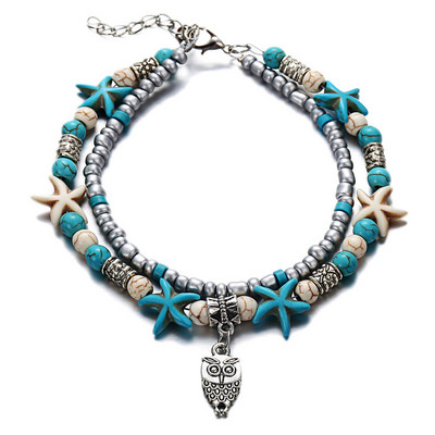 Boho vasaros paplūdimio kulkšnys moterims Vėžlio kiauklo Jūros žvaigždė Gyvybės medis Dramblio kulkšnies apyrankė Daugiasluoksnė grandinėlė ant kojų papuošalai
