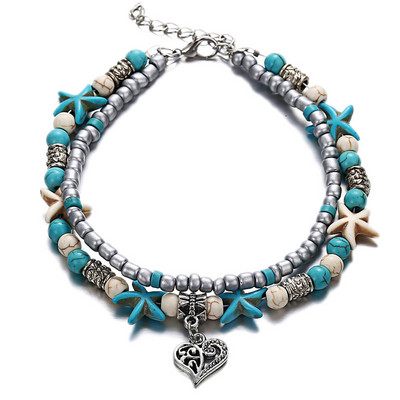 Boho vasaros paplūdimio kulkšnys moterims Vėžlio kiauklo Jūros žvaigždė Gyvybės medis Dramblio kulkšnies apyrankė Daugiasluoksnė grandinėlė ant kojų papuošalai