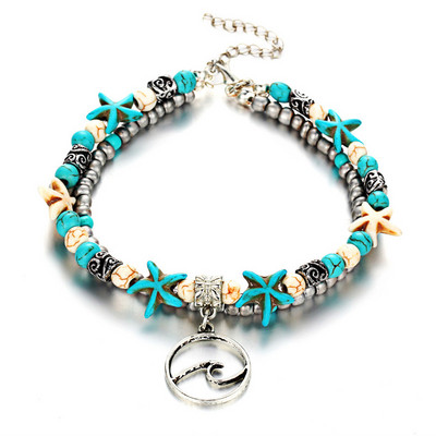 Boho vasaros paplūdimio kulkšnys moterims Vėžlio kiauklo Jūros žvaigždė Gyvybės medis Dramblio kulkšnies apyrankė Daugiasluoksnė grandinėlė ant kojų papuošalai