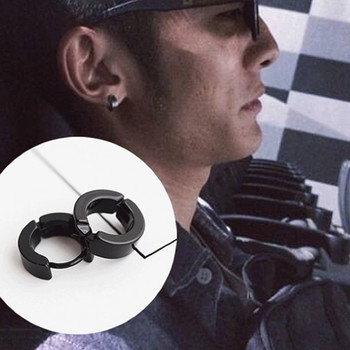 1 ζευγάρι Punk Μαύρα σκουλαρίκια από ανοξείδωτο ατσάλι πολλαπλών στυλ για άνδρες και γυναίκες Street Pop Hip Hop Gothic Ear κοσμήματα