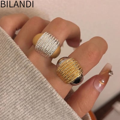 Bilandi Fashion Jewelry Vintage Temperament Metal Splicing Rings For Women Party Gifts Popular Accessories 2023 Trend New