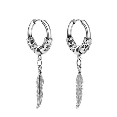 2 vnt Punk vyriški nerūdijančio plieno auskarai su lanku moterims Hip Hop Totem auskarai vyrams Auskarai Gothic Ear Stud Juvelyrika vakarėlio dovana